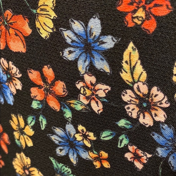 Anthropologie Black with Colourful Floral Short Sleeved Structured Mini Dress - Picture 3 of 12